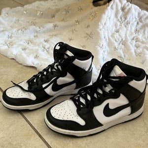 Nike womens high dunks, black and white